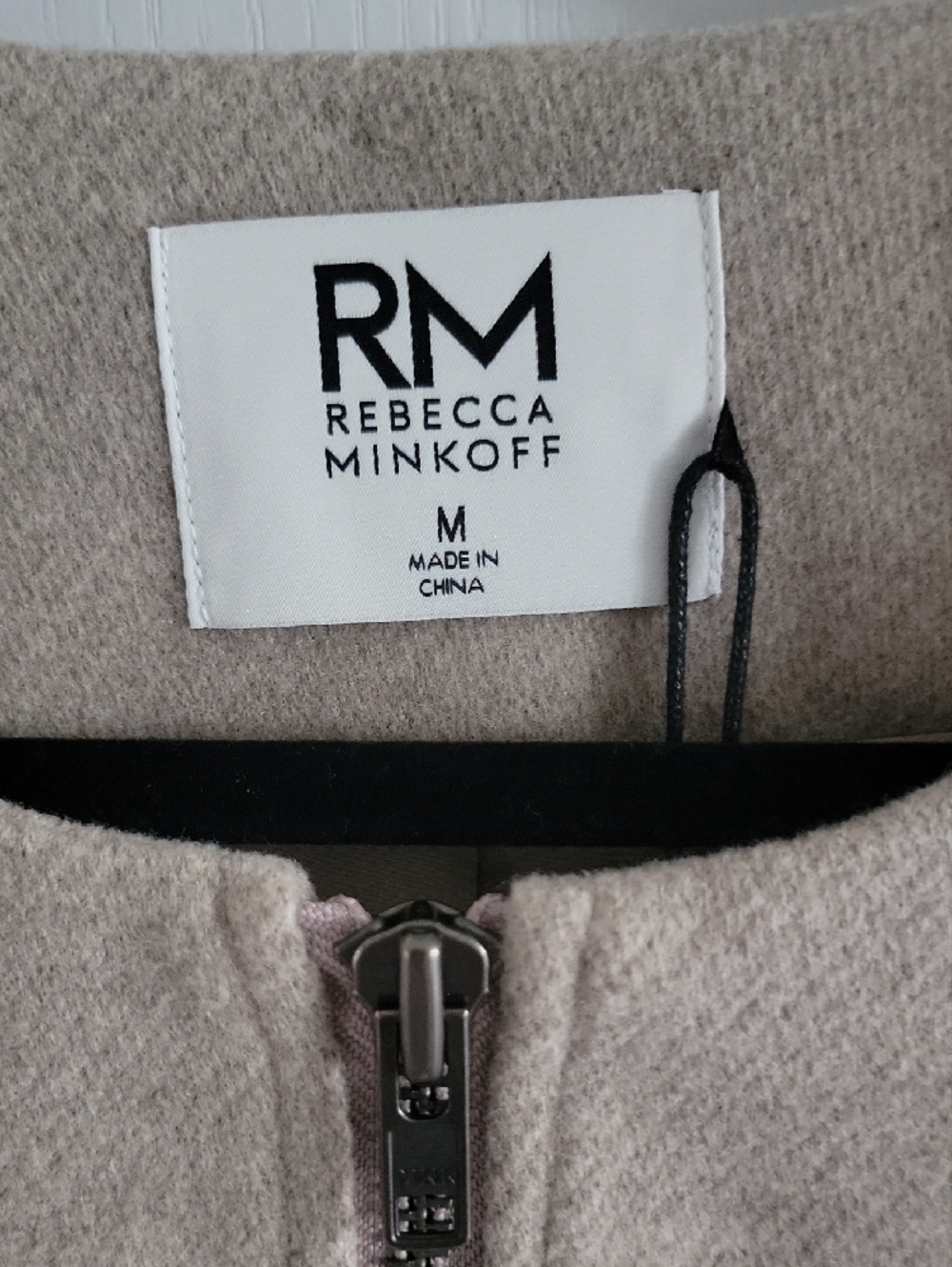 RM Rebecca Minkoff Taupe Fringe Zip-Front Jacket - Picture 3 of 13